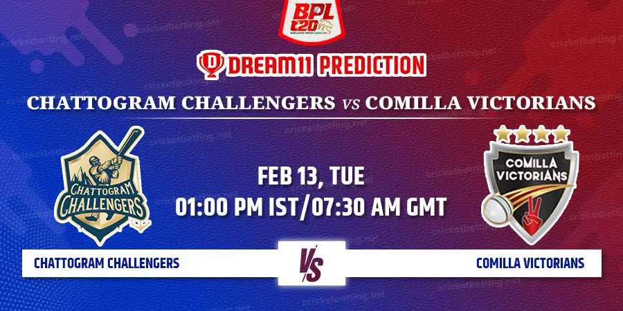 Chattogram Challengers vs Comilla Victorians Dream11 Team Prediction BPL 2024 Match 29
