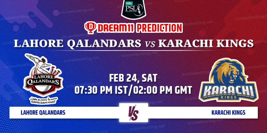 Lahore Qalandars vs Karachi Kings Dream11 Team Prediction PSL 2024 Match 10